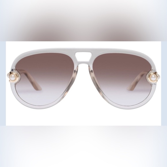 NWT Le Specs x Missoma Jupiter Link Fawn Pearl Aviator sunglasses - Picture 2 of 9